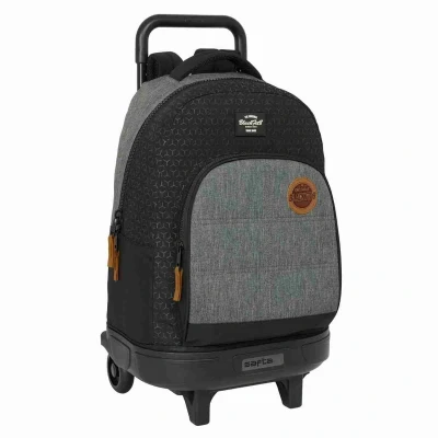 Afbeelding van Schoolrugzak met Wielen BlackFit8 Old school Zwart Grijs 33 x 45 22 cm