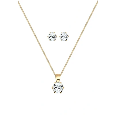 Afbeelding van Elli SET Glass Crystal Oorbellen goldcoloured, Dames, Maat: 45, Gold coloured