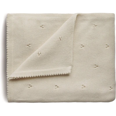 Afbeelding van Mushie Deken Knitted Pointelle Baby Blanket Ivory