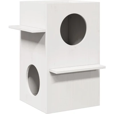 Afbeelding van Kattenhuis 43x43x60 cm massief grenenhout wit