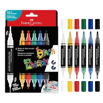 Image de Set de 6 marqueurs acryliques Faber Castell Shake &amp; Paint Black Edition