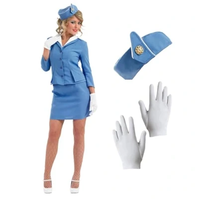 Afbeelding van Fun Shack Flugbegleiter Blauw dameskostuum (1 stuk),