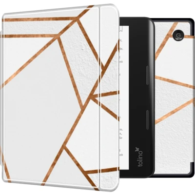 Afbeelding van iMoshion Ereader Cover / Hoesje Geschikt voor Kobo Sage Tolino Epos 3 Design Slim Hard Case Bookcase Wit White Graphic