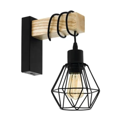 Afbeelding van EGLO Townshend 5 Wandlamp E27 27,5 cm Hout Zwart/Bruin