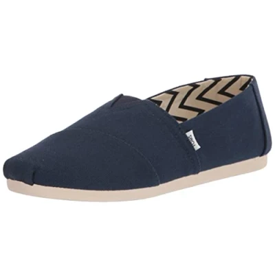 Image de TOMS Mocassins plats Alpargata en coton recyclé pour homme, bleu marine, 42.5 EU