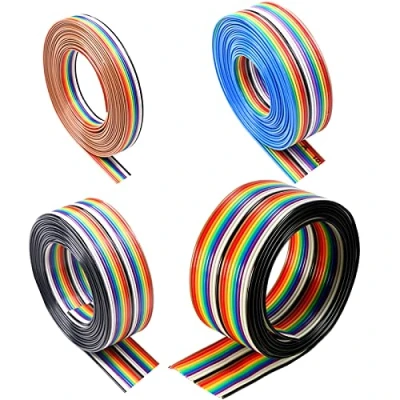 Afbeelding van HUAZIZ IDC Lint platte kabel 10/14/16/20 kabel, 1,27 mm pitch regenboog lintkabel 12 m, voor 2,54 connectoren