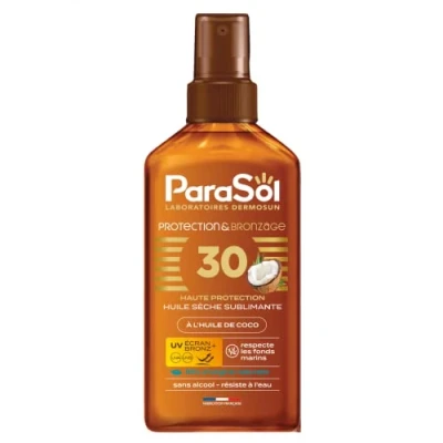 Afbeelding van Parasol Spray droge olie, 30 SPF, bescherming en bruining met kokosolie