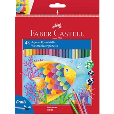 Afbeelding van Faber Castell aquarelpotloden 48 stuks met puntenslijper en penseel FC 114448