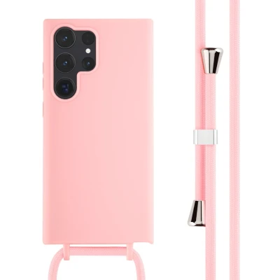 Afbeelding van iMoshion hoesje met koord Geschikt voor Samsung Galaxy S23 Ultra Siliconen design Roze / Retro Pink
