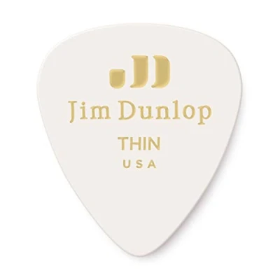 Afbeelding van Jim Dunlop Celluloid Plectrum Thin Wit 12 pack