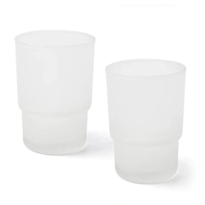 Afbeelding van Joeji&#039;s Set van 2 reservebekers matglas, hygiënische tandenborstelorganizer, praktisch en elegant design, standaardmaat