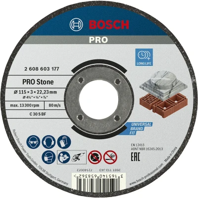 Image de BOSCH 2608603177 disque à tronçonner droit Standard pour Stone C 30 S, 115 x 22,23 3 mm