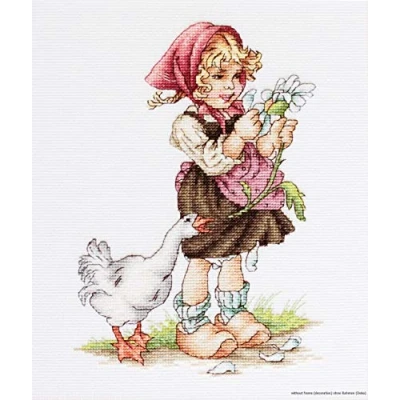 Afbeelding van borduurpakket Girl with Goose LUCA S