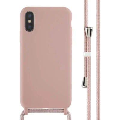 Afbeelding van iMoshion hoesje met koord Geschikt voor iPhone Xs / X Siliconen design Roze Animal Pink