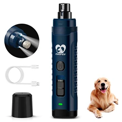Afbeelding van Casfuy Nagelslijper voor honden met 2 ledlampen, 4,8 V, elektrische nagelknipper snelheden middelgrote honden, stil oplaadbaar gereedschap