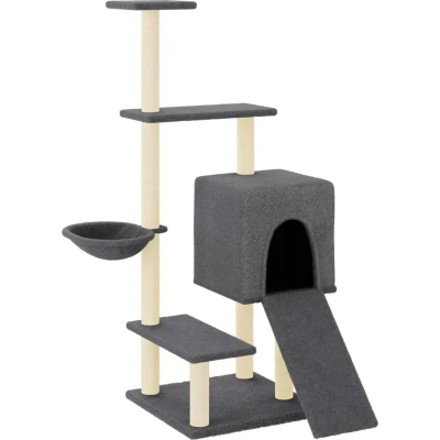Afbeelding van vidaXL Kattenmeubel met sisal krabpalen 130,5 cm donkergrijs
