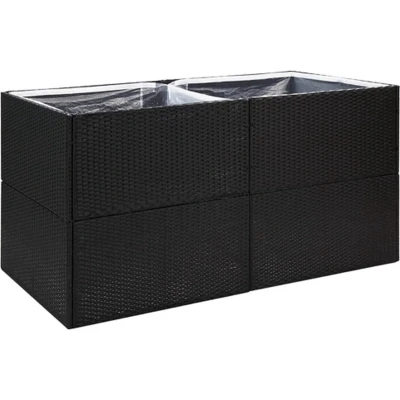 Afbeelding van Plantenbak 157x80x80 cm poly rattan zwart