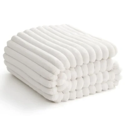 Afbeelding van WAVVE Fleecedeken 150 x 200 cm, deken voor eenpersoonsbed/tweepersoonsbed, flanellen 300 g/m², grote zachte warme bank, wit