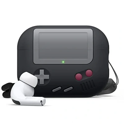 Afbeelding van elago AW5 Beschermhoes compatibel met Apple AirPods Pro 2e generatie, klassieke hoes draagbare gameconsole 2, inclusief koord (zwart)
