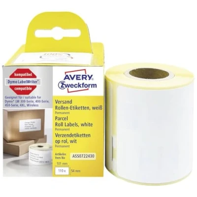 Afbeelding van Avery Zweckform Rol met etiketten 101 x 54 mm Papier Wit 110 stuk(s) Permanent hechtend Verzendetiketten ASS0722430