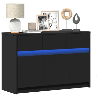 Afbeelding van Tv meubel met LED 91x34x61 cm bewerkt hout zwart