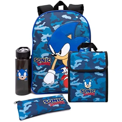 Afbeelding van Sonic The Hedgehog Rugzak set kinderen 4 delig Camo lunchbox waterfles