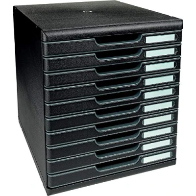 Afbeelding van Exacompta Ref. 302414D Modulo A4 Box met 10 gesloten laden voor documenten A4+ Buitenafmetingen: Diepte 35 x breedte 28,8 hoogte 32 cm Zwart