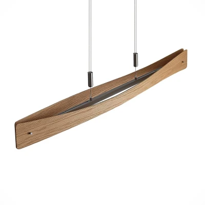 Afbeelding van Lindby Hanglamp met dimmer 1licht staal, eikenhout H: 9.8 cm nikkel mat, hout licht Inclusief lichtbron