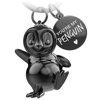 Afbeelding van FABACH Breezy pinguïn sleutelhanger gelukspinguïn geschenken vriendin of vriend partner cadeau liefde voor verjaardag, trouwdag gravure You&#039;re my, Zwart (glanzend)