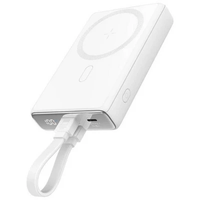Afbeelding van Joyroom JR PBM01 magnetische powerbank 10000mAh 20W met standaard + Lightning kabel USB C wit