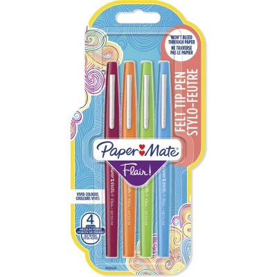 Afbeelding van Paper Mate Flair viltstiften Medium punt (0,7 mm) Diverse kleuren 4 stuks