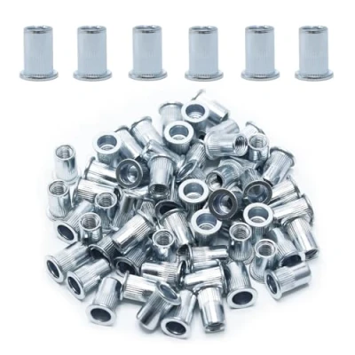 Afbeelding van CCLIFE 60 stuks klinknagelmoeren en blindklinkmoeren M8, 14 mm x 18 mm, verzinkt koolstofstaal, ideale bevestiging voor staal, glasvezel kunststof