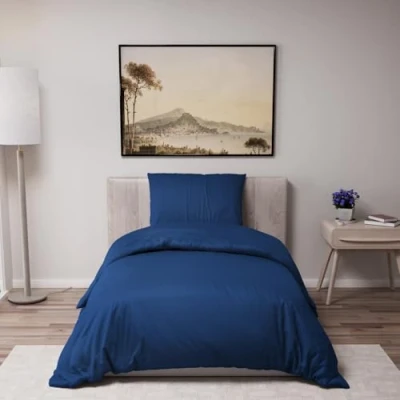 Afbeelding van Dreamzie Beddengoedset met 1 kussensloop 80 x cm, dekbedovertrek 135 200 100% microvezel, chemicaliënvrij Oeko TEX gecertificeerd, eenpersoonsbed, donkerblauw