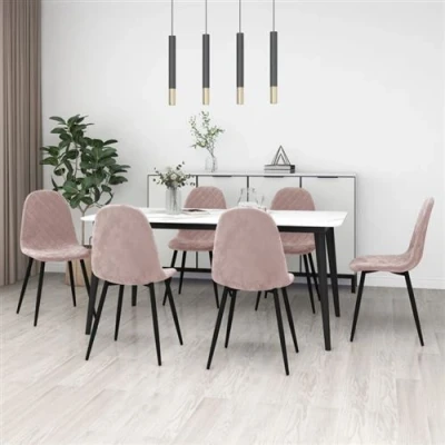 Afbeelding van vidaXL Eetkamerstoelen 6 st fluweel roze