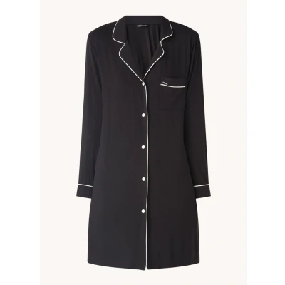 Afbeelding van Pretty You dames Bamboo nachthemd met contrasterende bies in de kleur Zwart, maat: 38