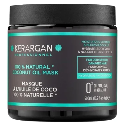 Afbeelding van Kerargan Haarmasker met kokos , argan en kamille olie, voedt hydrateert voor droog broos haar zonder sulfaat, parabenen siliconen 500 ml