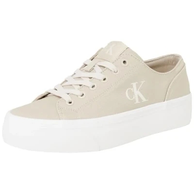 Afbeelding van Calvin Klein Jeans Flatform Sneakers laag, Dames, Maat: 36, Eggshell/creamy white Katoen