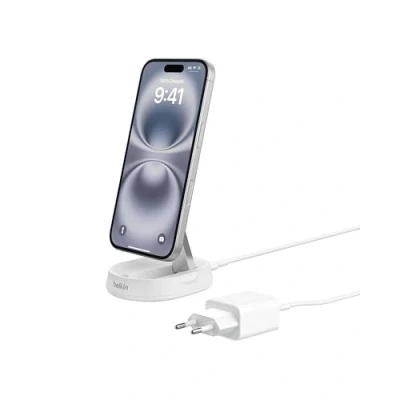Image de Belkin Chargeur Sans Fil Boostcharge Pro Magnetic Convertible Qi2 15w Blanc (wia008vfwh)