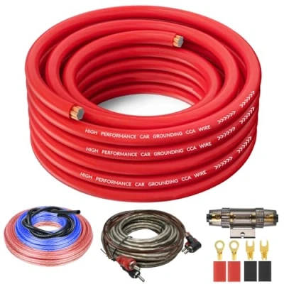 Afbeelding van Versterkerkabelset, auto versterker aansluitset, subwoofer kabel, audiokabel, 4,5 m gauge kabel