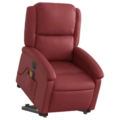 Image de vidaXL Fauteuil inclinable de massage électrique rouge bordeaux