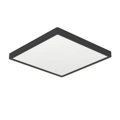 Afbeelding van EGLO Fueva 6 led plafondlamp, vierkante opbouwlamp, badkamerverlichting kunststof zwart en wit, warm wit koud IP44, 15 x cm