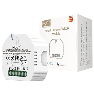Afbeelding van MOES WiFi DIY RF433 Smart Curtain Switch Module voor elektrisch gemotoriseerde rolgordijnen en luiken, compatibel met Life/Tuya App, Alexa Google Home 【Remote niet inbegrepen】