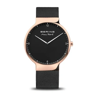 Afbeelding van BERING Heren analoog kwarts Max René collectie horloge met siliconen armband en saffierglas 15540, Zwart/Wit, ongeveer 40 mm