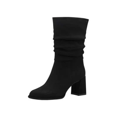 Afbeelding van Tamaris 1 25020 43 enkellaarsjes met hak voor dames, zwart.