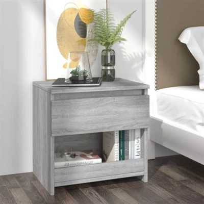Afbeelding van vidaXL Nachtkastje 40x30x39 cm bewerkt hout grijs sonoma eikenkleurig