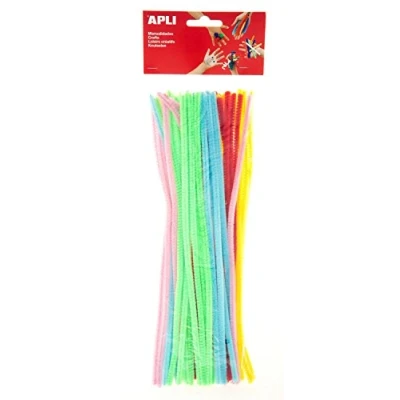 Afbeelding van Apli chenilledraad, blister met 50 stuks in geassorteerde fluo kleuren