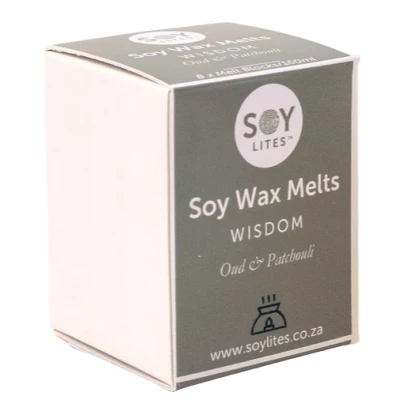 Afbeelding van SoyLites, Wisdom; Oudh &amp; Patchouli. 100% natuurlijke waxmelts. Sojawas met essentiele olie. 80 uur