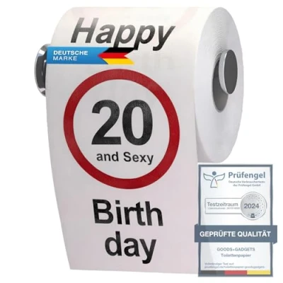 Afbeelding van Grappige verjaardag, toiletpapier, decoratie, geschenkartikelen (20e verjaardag)