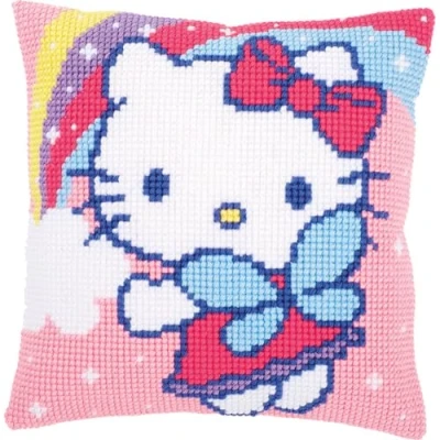 Afbeelding van Kruissteekkussen Hello Kitty met regenboog 0151118