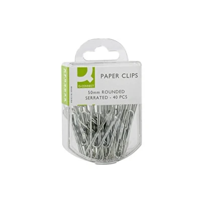 Afbeelding van Q CONNECT papierklemmen, 50 mm, doos van 40 stuks, ophangbaar papierklemmen